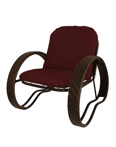Кресло садовое ФАСОЛЬ с ротангом 12370202 коричневый бордовая подушка M-group