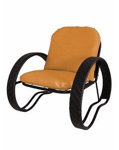 Кресло садовое ФАСОЛЬ с ротангом 12370407 черный оранжевая подушка M-group