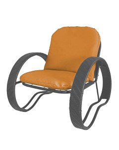Кресло садовое ФАСОЛЬ с ротангом 12370307 серый оранжевая подушка M-group