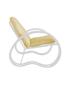 Кресло садовое ФАСОЛЬ с ротангом 12370111 белый желтая подушка M-group