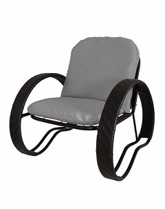 Кресло садовое ФАСОЛЬ с ротангом 12370409 черный серая подушка M-group
