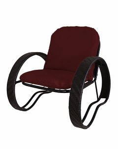 Кресло садовое ФАСОЛЬ с ротангом 12370402 черный бордовая подушка M-group