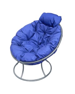 Кресло садовое Папасан мини серое 12060310 синяя подушка M-group