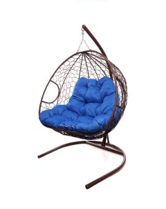 Подвесное кресло коричневый Для двоих ротанг 11450210 синяя подушка M-group
