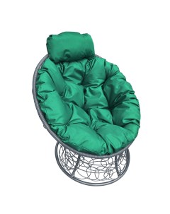 Кресло садовое Папасан мини серое ротанг 12070304 зелёная подушка M-group