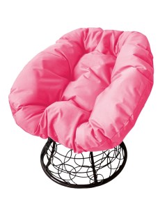 Кресло чёрное Пончик ротанг 12320408 розовая подушка M-group