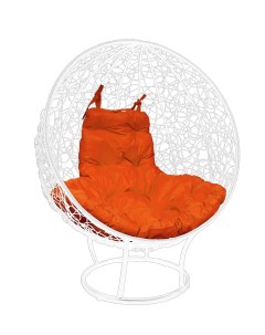 Кресло садовое Круг белое на подставке ротанг 11080107 оранжевая подушка M-group