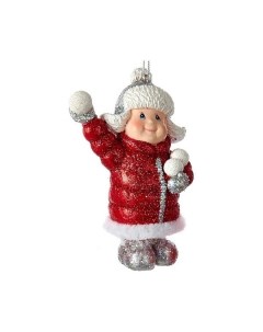 Елочная игрушка Фанни бейби со снежками полистоун eli C6775 2 1 шт красный Kurts adler