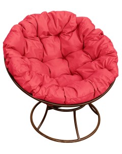 Кресло садовое Папасан коричневое 12010206 красная подушка M-group