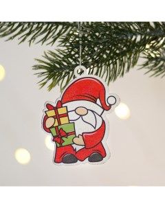 Елочная игрушка Дед Мороз с подарком 7753160 1 шт белый красный Nobrand