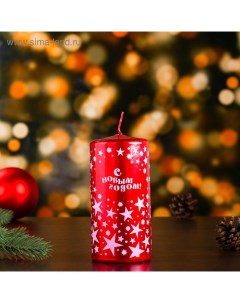 Свеча пеньковая новогодняя красная Омский свечной