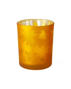 Подсвечник под чайную свечу КЛЕНОВЫЙ ВАЛЬС стекло желтый 8 см Boltze