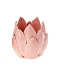 Керамический подсвечник ЦАРСТВЕННЫЙ ЛОТОС под чайную свечу розовый 7 см Koopman international