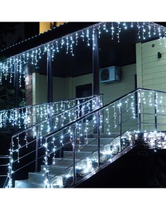 Гирлянда новогодняя светодиодная бахрома уличная на дом H0142 холодный белый 20м Baziator