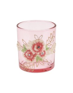 Подсвечник под чайную свечу кружевное лето стекло светло розовый 7x8 см Koopman international
