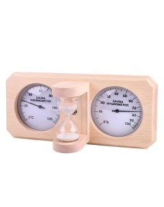 Термометр гигрометр для сауны и бани с песочными часами из сосны 4728 2emarket