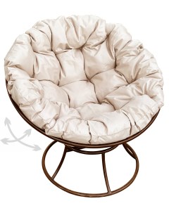 Кресло коричневое Папасан пружинка 12040201 бежевая подушка M-group