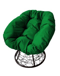 Кресло чёрное Пончик ротанг 12320404 зелёная подушка M-group