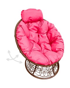 Кресло коричневое Папасан пружинка мини ротанг 12090208 розовая подушка M-group