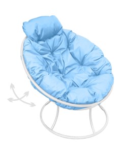 Кресло белое Папасан пружинка мини 12080103 голубая подушка M-group