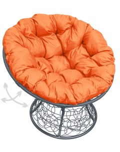 Кресло серое Папасан пружинка ротанг 12050307 оранжевая подушка M-group