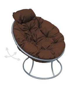Кресло серое Папасан пружинка мини 12080305 коричневая подушка M-group