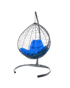 Подвесное кресло серый Капля ротанг 11020310 синяя подушка M-group