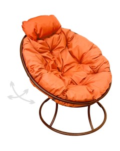 Кресло коричневое Папасан пружинка мини 12080207 оранжевая подушка M-group