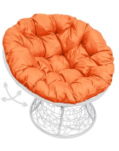 Кресло белое Папасан пружинка ротанг 12050107 оранжевая подушка M-group