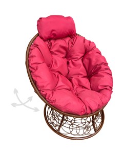 Кресло коричневое Папасан пружинка мини ротанг 12090206 красная подушка M-group