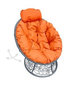 Кресло серое Папасан пружинка мини ротанг 12090307 оранжевая подушка M-group