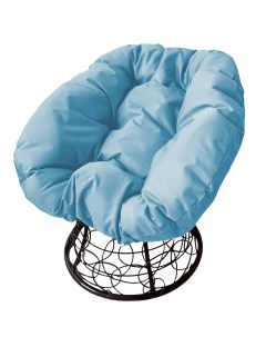 Кресло чёрное Пончик ротанг 12320403 голубая подушка M-group