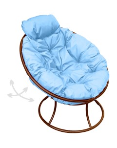 Кресло коричневое Папасан пружинка мини 12080203 голубая подушка M-group