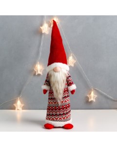 Новогодняя фигурка Дедушка Мороз в кафтане со скандинавскими узорами 7567949 12x11x51 см Nobrand