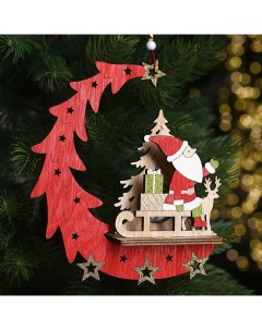 Новогодняя фигурка Дед Мороз на санках 7633501 15 5x4 5x18 см Nobrand