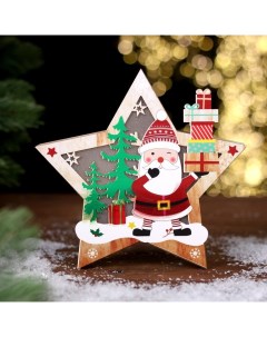 Новогодний светильник Дед Мороз с подарками 7653602 белый теплый Nobrand
