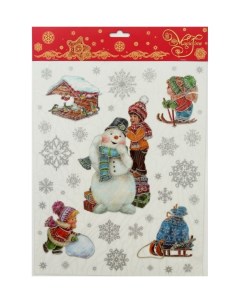 Новогоднее оконное украшение Снеговик и малыши арт 38608 Феникс present