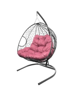 Подвесное кресло серый Для двоих ротанг 11450308 розовая подушка M-group