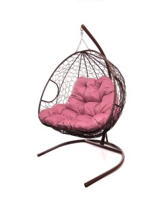 Подвесное кресло коричневый Для двоих ротанг 11450208 розовая подушка M-group