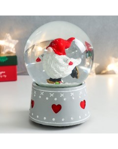 Сувенир полистоун водяной шар музыка Дед Морозик на коньках 11 5х11 5х14 см Nobrand