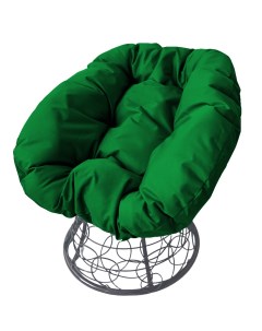 Кресло серое Пончик ротанг 12320304 зелёная подушка M-group