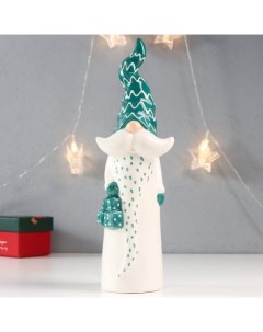 Сувенир керамика Дед Мороз усатый зелёный колпак зигзаг с подарками 26 9х8х6 7 см Nobrand