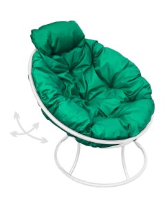 Кресло белое Папасан пружинка мини 12080104 зелёная подушка M-group