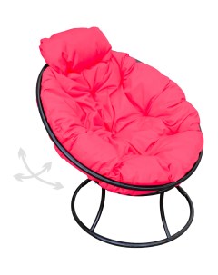 Кресло чёрное Папасан пружинка мини 12080408 розовая подушка M-group
