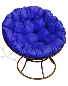 Кресло коричневое Папасан пружинка 12040210 синяя подушка M-group