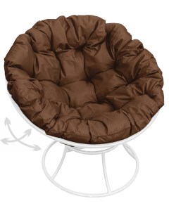 Кресло белое Папасан пружинка 12040105 коричневая подушка M-group