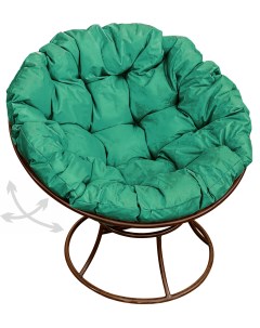 Кресло коричневое Папасан пружинка 12040204 зелёная подушка M-group