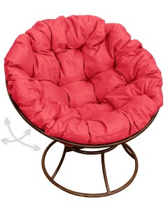 Кресло коричневое Папасан пружинка 12040206 красная подушка M-group
