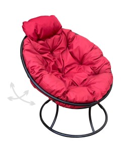 Кресло чёрное Папасан пружинка мини 12080406 красная подушка M-group