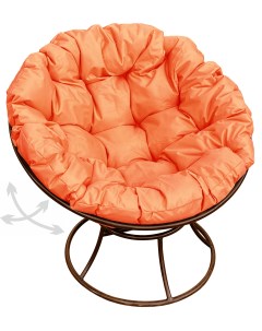 Кресло коричневое Папасан пружинка 12040207 оранжевая подушка M-group
